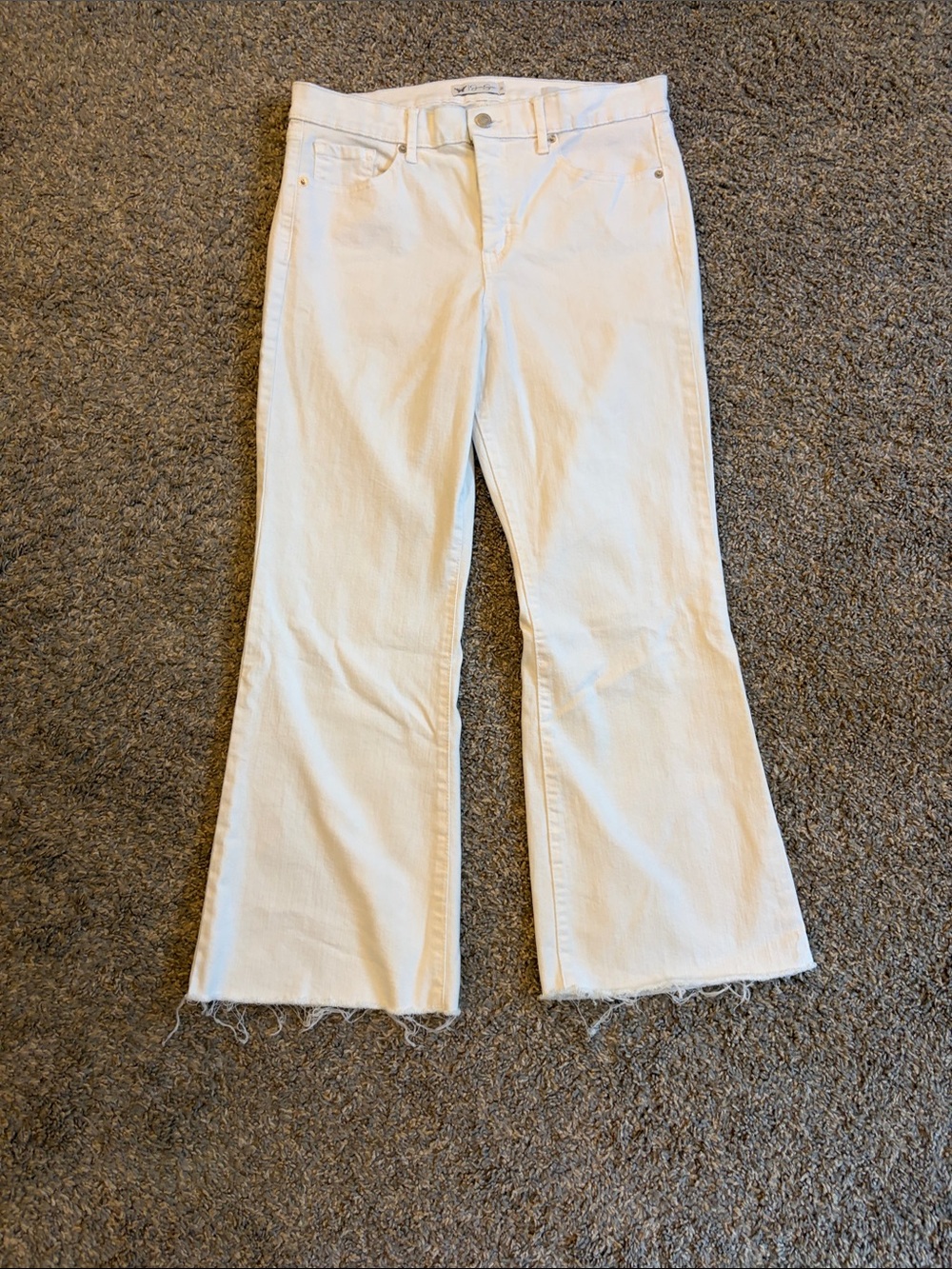 Jessica Simpson White Flare Jeans with Raw Hem